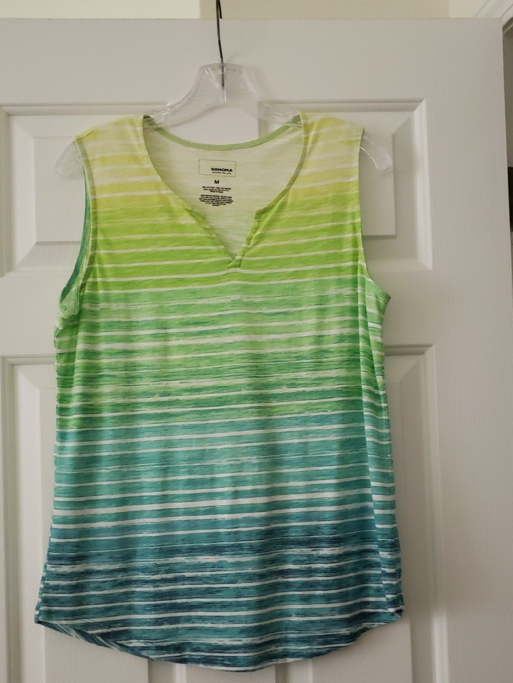 Sonoma Green to Blue Ombre Striped Tank Top